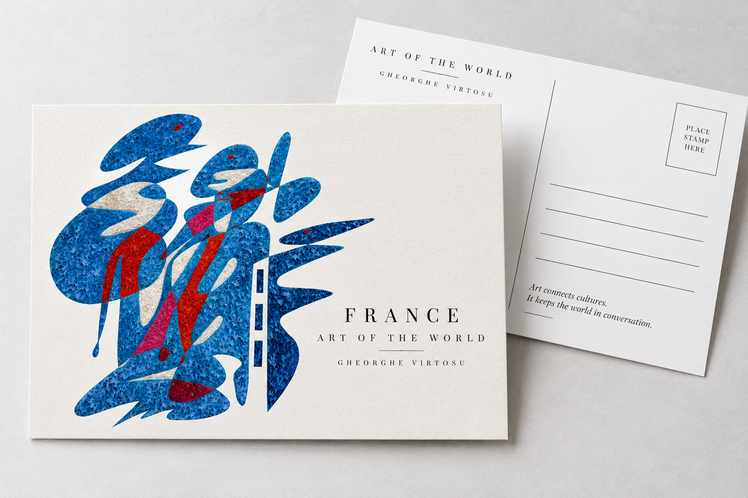 France artwork by Gheorghe Virtosu reproduced as an art postcard