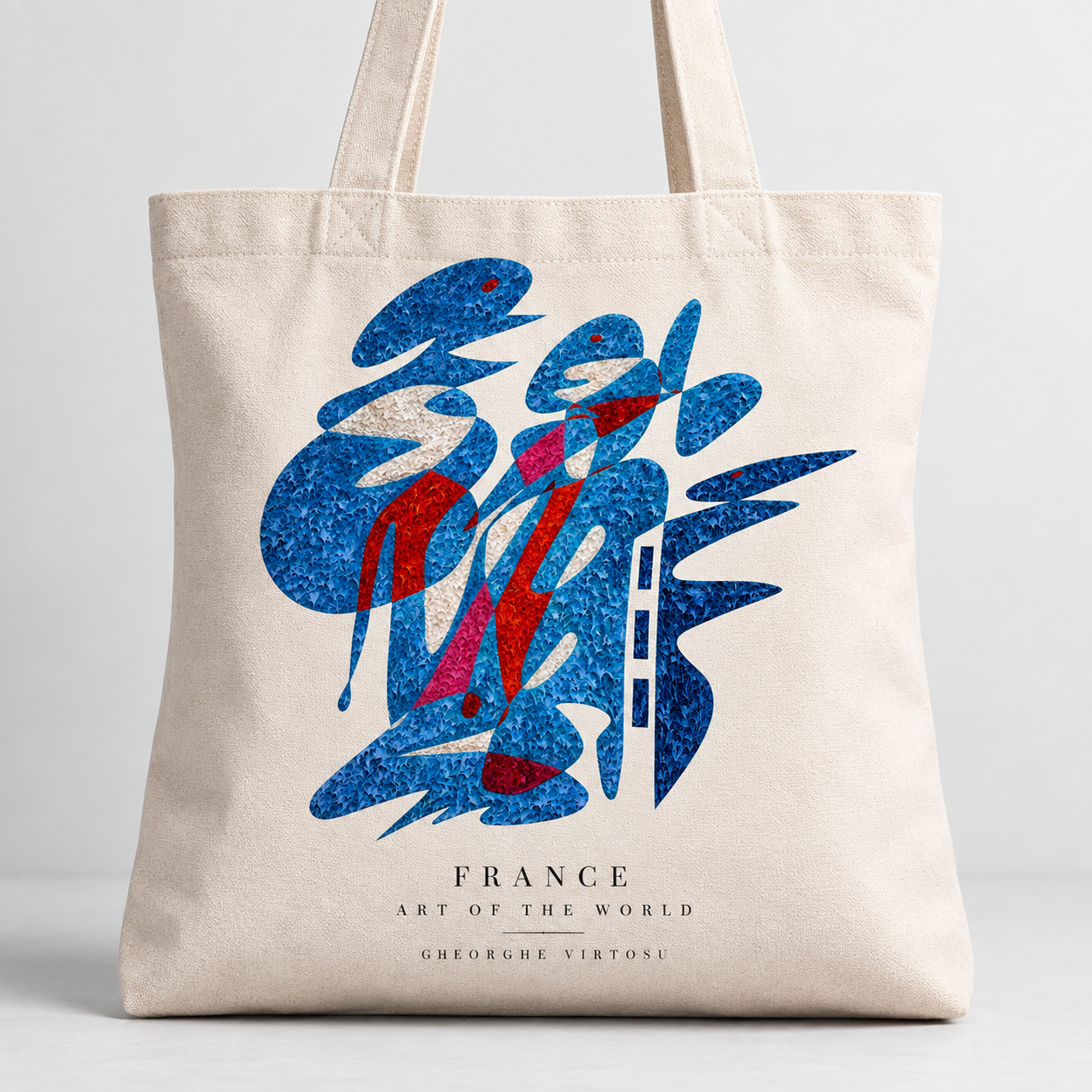 France artwork by Gheorghe Virtosu applied to a tote bag